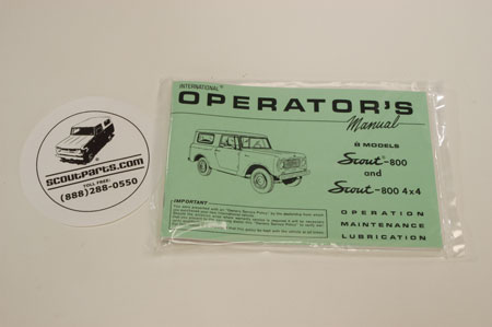Scout 800 Operator's Manual For 1965-1968