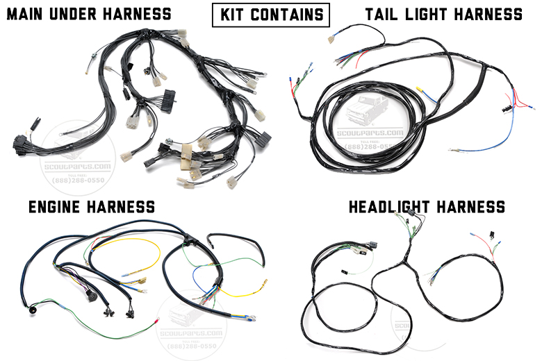 Scout II, Scout Terra, Scout Traveler Complete Wiring Harness Set 1971-1980