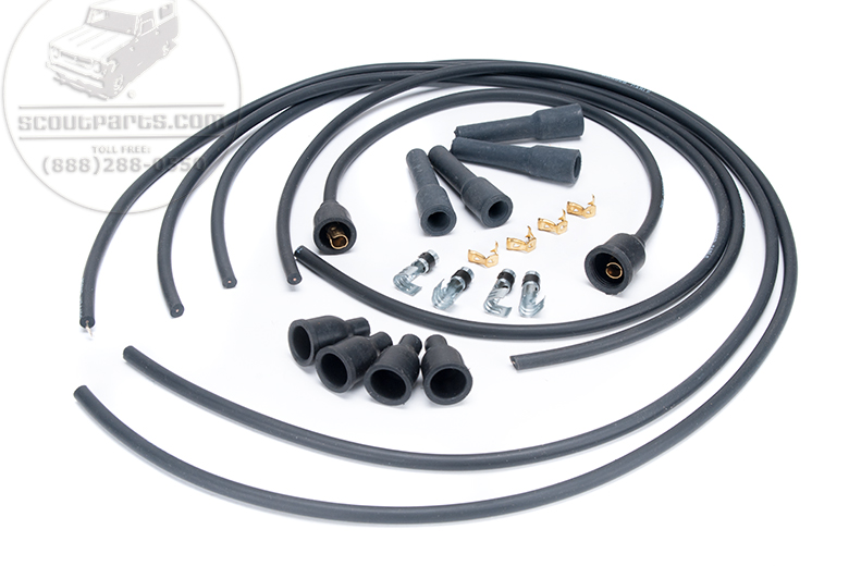 Scout II, Scout 80, Scout 800 Spark Plug Wire Set For Scout 4 Cylinder - Factory Delco distributor.