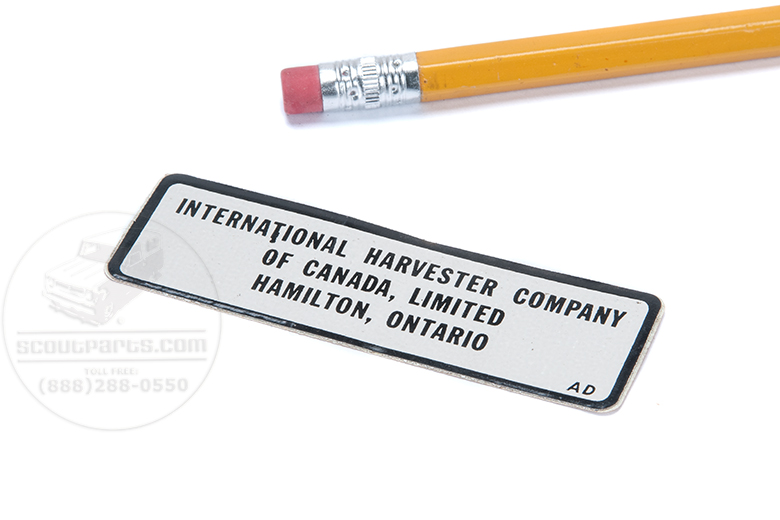 Scout II Decal "International Harvester Company Of Canada" - New Old Stock
