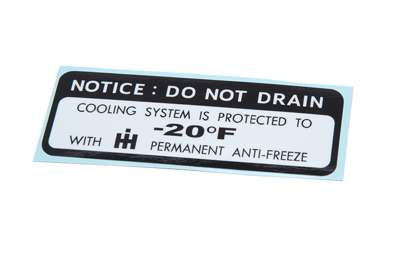 Scout II Decal Sticker - "COOLING SYSTEM PERMANENT ANTI-FREEZE"