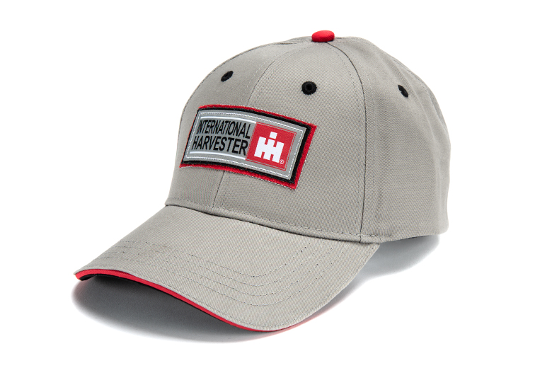 IH Brushed Grey, Red Twill Patch Cap, Hat
