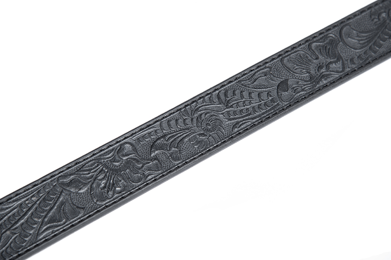 Black Leather Belt With IH Logo On Belt Buckle
