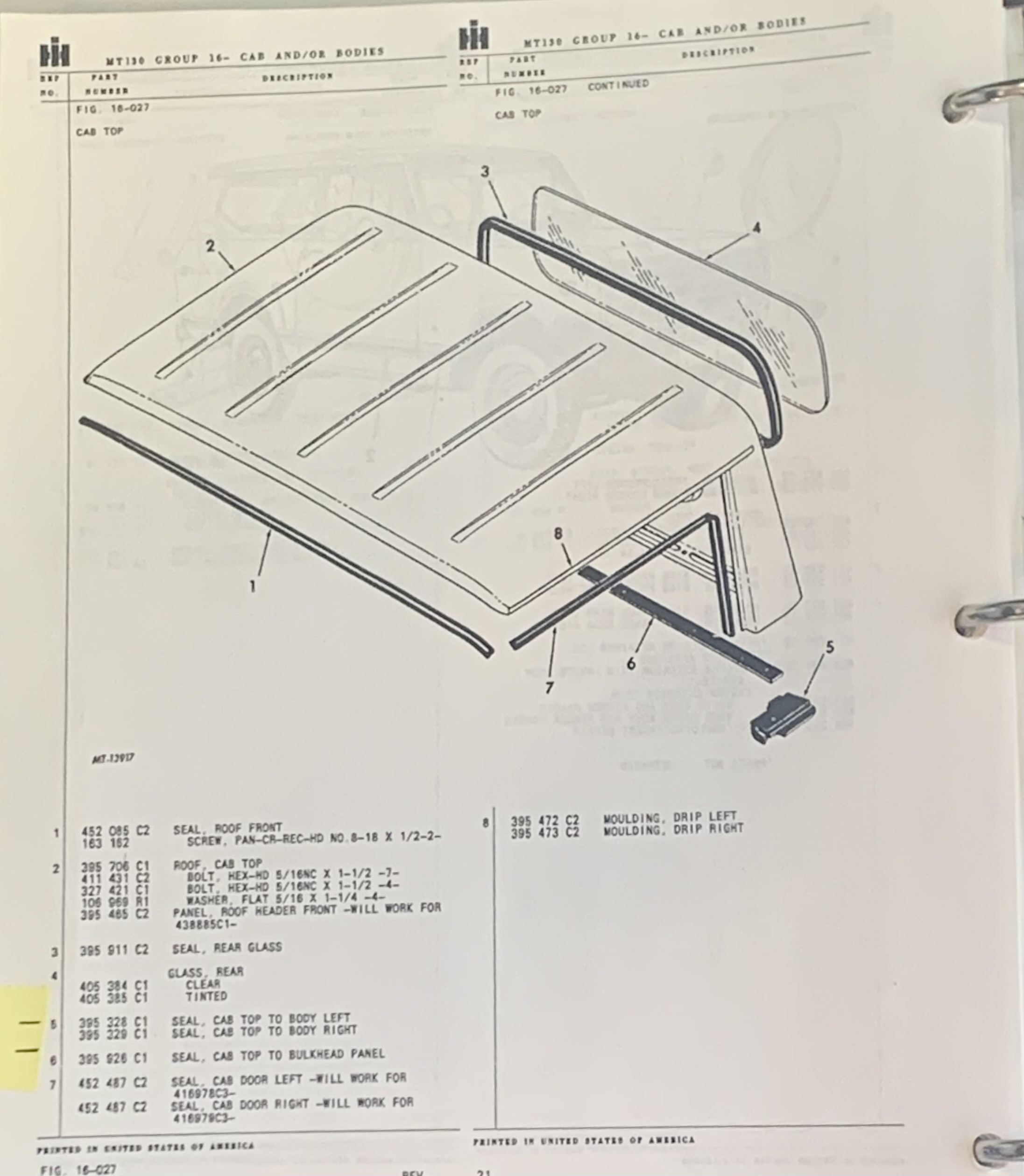 Scout II, Scout Terra Cab Top to Body Left and Right Seal for Terra