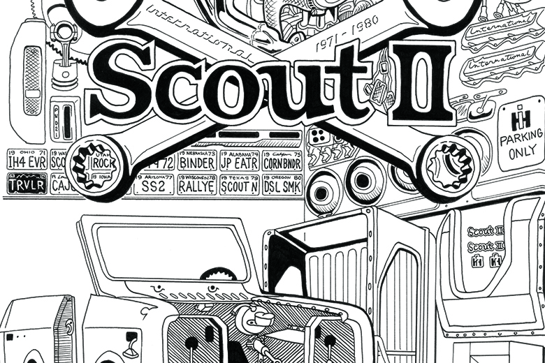 Scout II *Stock Clearance*  "In The Garage" Tee Shirt - Art By Chris Fox